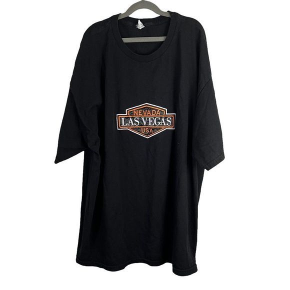 LAS VEGAS Harley Inspired Black Crew Neck Souvenir Tee‎ (2XL)